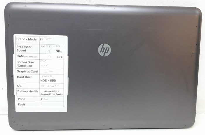 HP 655 - AMD E2-1800 1.7GHz - 4GB RAM - 15.6" - 500GB HDD - Windows 10 Pro - Image 3