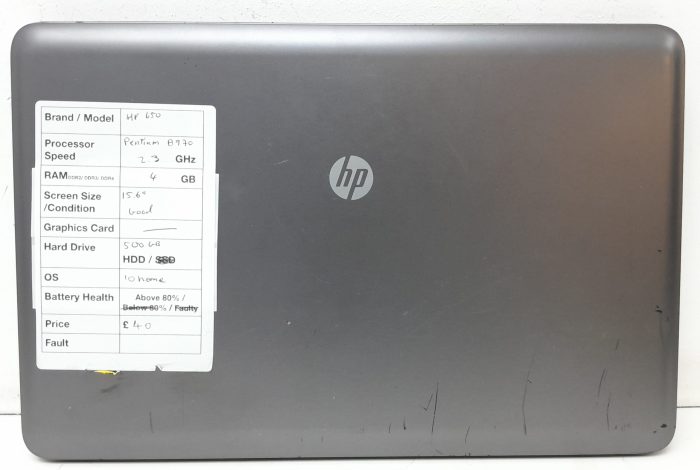 HP 650 - Pentium B970 2.3GHz - 4GB - 15.6" - 500GB HDD - Windows 10 Home - Image 3