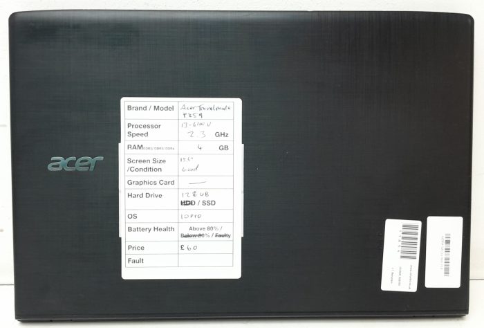 Acer TravelMate P259 Series N16Q2 - i3-6100U 2.3GHz - 4GB Ram - 15.6" - 128GB SSD - Windows 10 Pro - Image 3