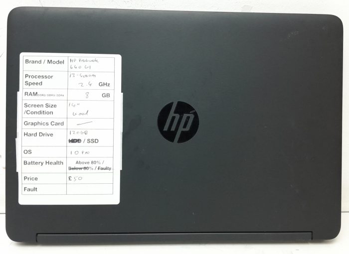 NC HP ProBook 640 G1 - i3-4000M 2.4GHz - 8GB - 14" - 120GB SSD - Windows 10 Pro - Image 3