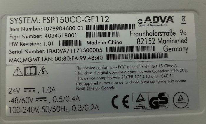 Adva FSP150CC-GE112 Digital Optics Fibre Access Network Switch with Brackets - Image 3