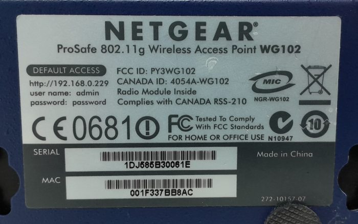 Netgear Prosafe WG102 802.11g Wireless Access Point - Image 3