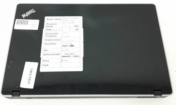 Lenovo ThinkPad 0301-GVG - i3-M380 2.53GHz - 4GB RAM - 15.6" - 320GB HDD - Windows 10 Pro - Image 3