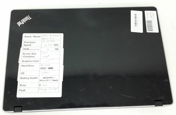 Lenovo ThinkPad 0301-GVG - i3-M380 2.53GHz - 4GB RAM - 15.6" - 320GB HDD - Windows 10 Pro - Image 3