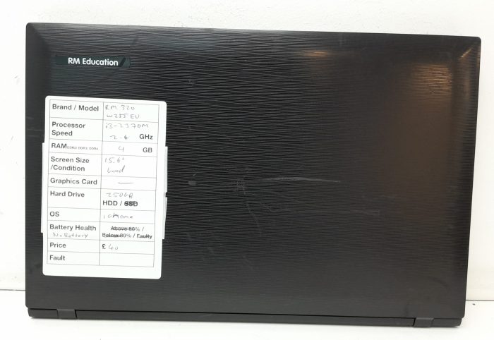 RM Education RM 320 W255EU - i3-2370M 2.4GHz - 4GB Ram - 15.6" - 250GB HDD - Windows 10 Home - Image 3