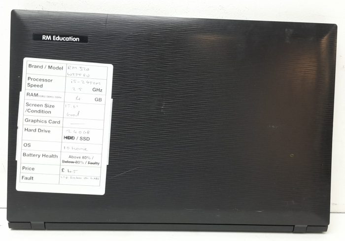 RM Education RM 320 W255EU - i5-2450M 2.5GHz - 4GB Ram - 15.6" - 240GB SSD - Windows 10 Home - Image 3