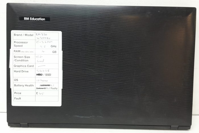 RM Education RM 320 W255EU - i5-2450M 2.5GHz - 4GB Ram - 15.6" - 240GB SSD - Windows 10 Home - Image 3