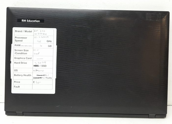 RM Education RM 320 W255EU - i5-2450M 2.5GHz - 4GB Ram - 15.6" - 240GB SSD - Windows 10 Home - Image 3