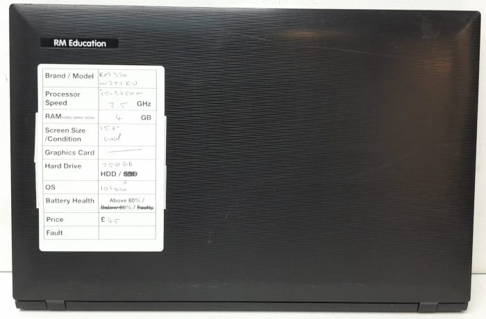 RM Education RM 320 W255EU - i5-2450M 2.5GHz - 4GB Ram - 15.6" - 250GB HDD - Windows 10 Home - Image 3