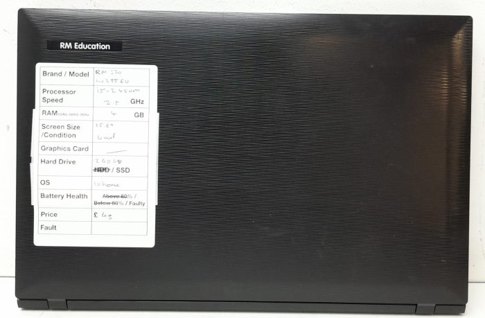RM Education RM 320 W255EU - i5-2450M 2.5GHz - 4GB Ram - 15.6" - 240GB SSD - Windows 10 Home - Image 3
