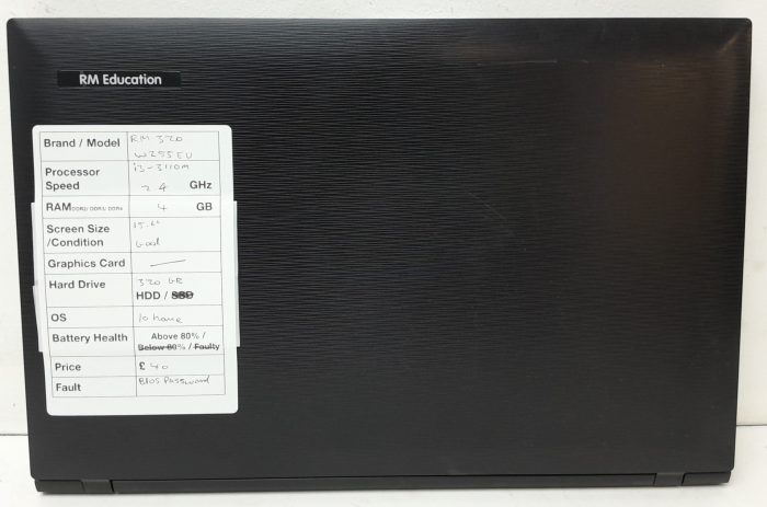 RM Education RM 320 W255EU - i3-3110M 2.4GHz - 4GB Ram - 15.6" - 320GB HDD - Windows 10 Home - Image 3