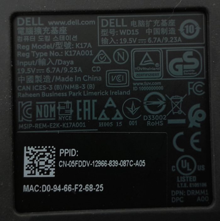 Dell WD15 K17A Docking Station - Image 3