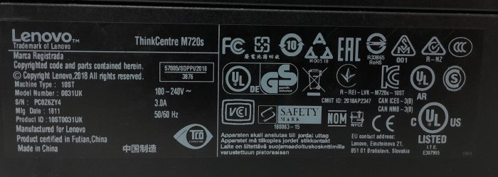 Lenovo ThinkCentre M720s 0031UK - SFF - i5-8400 2.81Ghz - DDR4 - 8GB RAM - 256GB SSD - Windows 11 Pro - Image 4