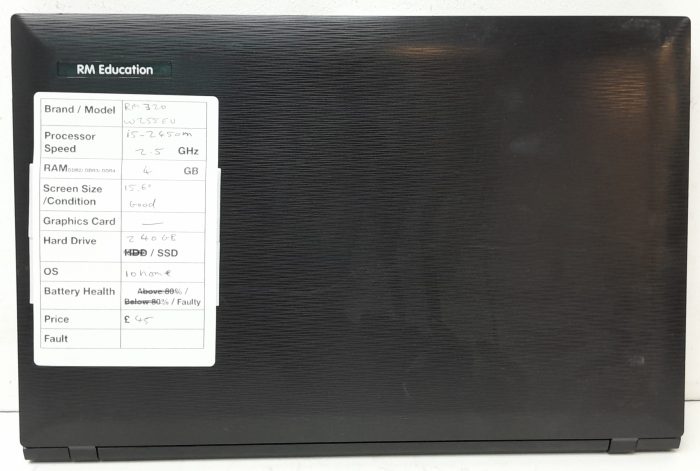RM Education RM320 W255EU - i5-2450M 2.5GHz - 4GB RAM - 15.6" - 240GB SSD - Windows 10 Home - Image 3