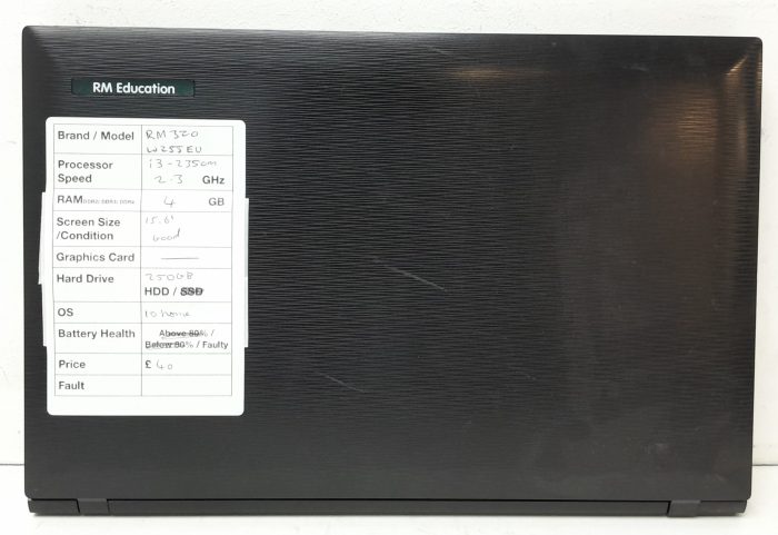 RM Education RM320 W255EU - i3-2350M 2.3GHz - 4GB RAM - 15.6" - 250GB HDD - Windows 10 Home - Image 3