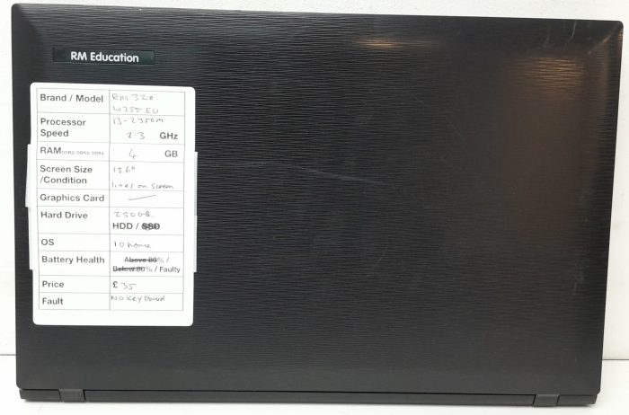 RM Education RM320 W255EU - i3-2350M 2.3GHz - 4GB RAM - 15.6" - 250GB HDD - Windows 10 Home - Image 3