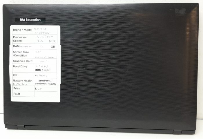 RM Education RM320 W255EU - i5-2450M 2.5GHz - 4GB RAM - 15.6" - 240GB SSD - Windows 10 Home - Image 3