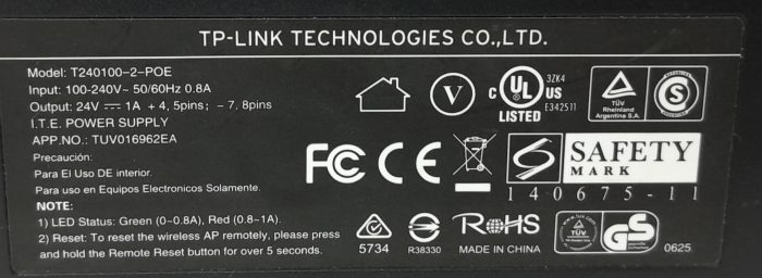 TP-Link T240100-2-POE Power Over Ethernet (PoE) Injector - Image 3