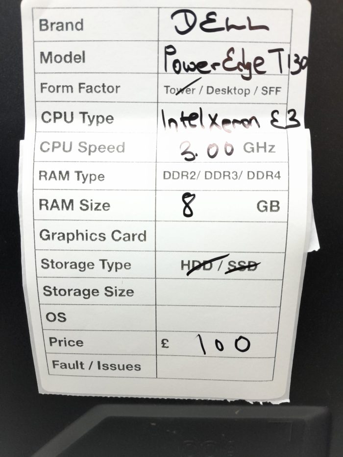 Dell PowerEdge T130 - Desktop - Intel Xeron E3 3.0Ghz - 8GB RAM - Desktop - Image 3