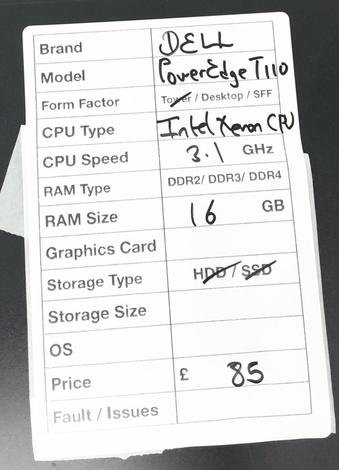Dell PowerEdge T110 II - Desktop - Intel Xeron (R) 3.1Ghz - 16GB RAM - Desktop - Image 3