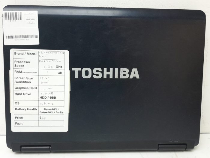 Toshiba Satellite Pro L40 PSL4BE-00M005EN - Pentium T2310 1.46GHz - 1GB RAM - 15.4" - 120GB HDD - Windows 10 Home - Image 4