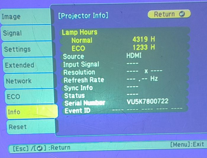 Epson H692B EB-X27 HDMI VGA LCD Projector with 5551 Lamp Hours Used - Image 2