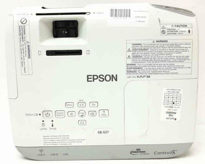 Epson H692B EB-X27 HDMI VGA LCD Projector with 4822 Lamp Hours Used - Image 4