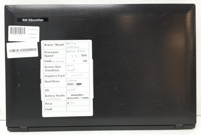 RM Education RM320 W255EU - Pentium B970 2.3GHz - 2GB RAM - 15.6" - 500GB HDD - Windows 10 Pro - Image 4
