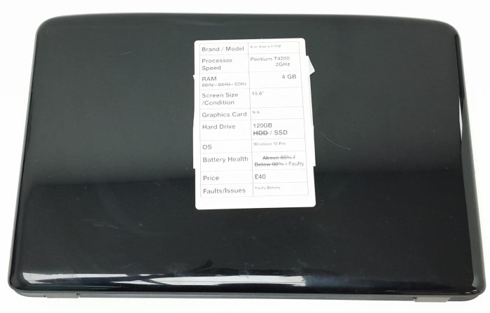 Acer Aspire 5735/5735Z/5335 series MS2253 - Pentium T4200 2GHz - 4GB Ram - 15.6" - 120GB SSD - Windows 10 Pro - Image 4