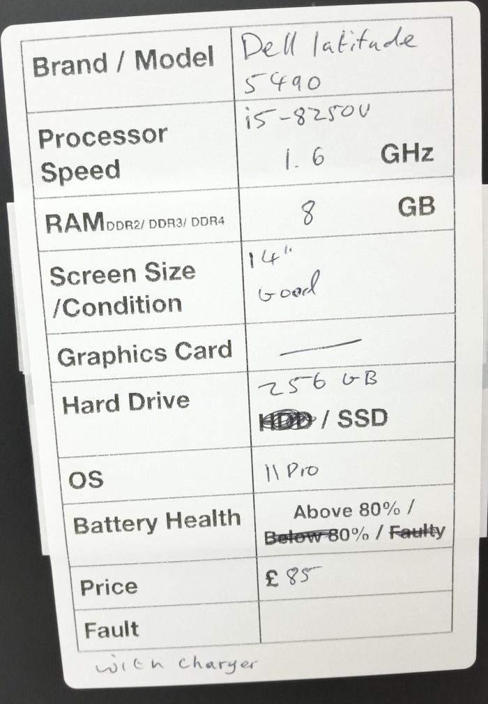 Dell Latitude 5490 - i5-8250U 1.6GHz - 8GB Ram - 14" - 256GB SSD - Windows 11 Pro - Image 3