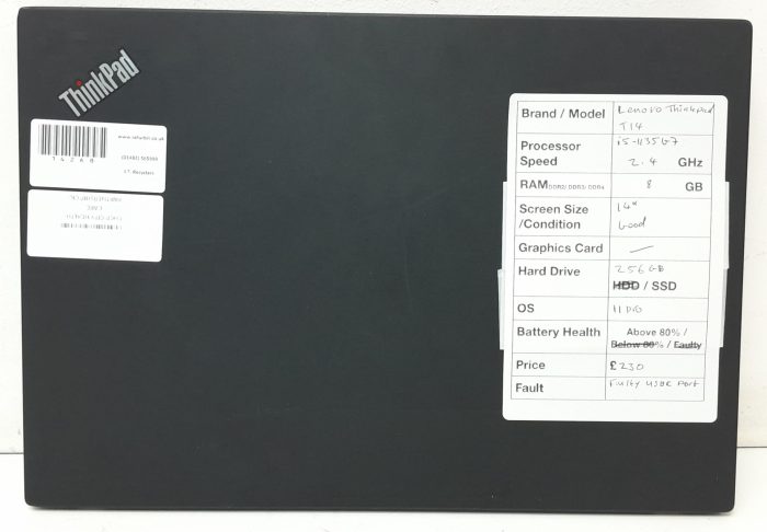 Lenovo ThinkPad T14 - i5-1135G7 2.4GHz - 8GB Ram - 14" - 256GB SSD - Windows 11 Pro - Image 4