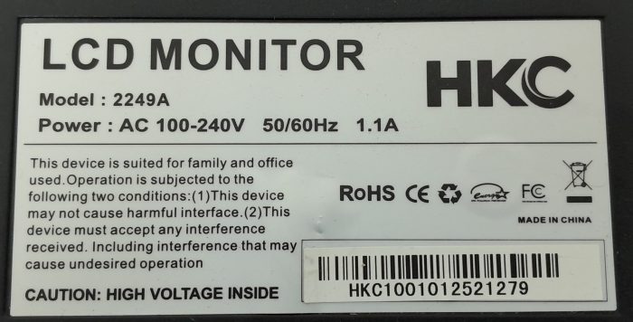 HKC 2249A 23.5" DVI HDMI Monitor - Image 3