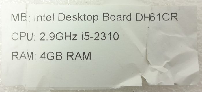 Intel DH61CR - i5-2310 2.9GHz - 4GB Ram - Desktop Board / Motherboard with IO Shield - Image 3