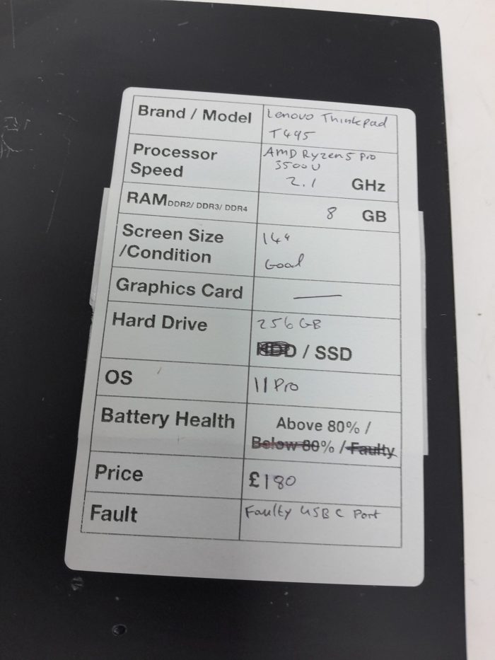 Lenovo ThinkPad T495 14.0" Laptop Ryzen 5 8GB 256GB Win 11 - 14249 - Image 7