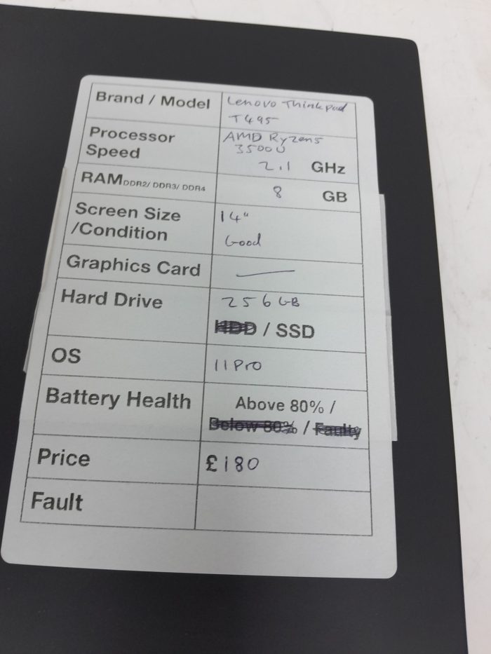 Lenovo Thinkpad T495 - AMD Ryzen 3500U @ 2.1Ghz - 8GB - Windows 11 - Image 5