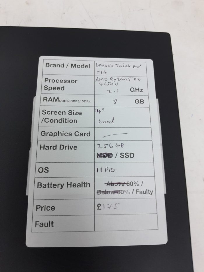 Lenovo Thinkpad T14 Gen 1 - AMD Ryzen 5 Pro 4650U @ 2.1Ghz - 8GB - Windows 11 - Image 6