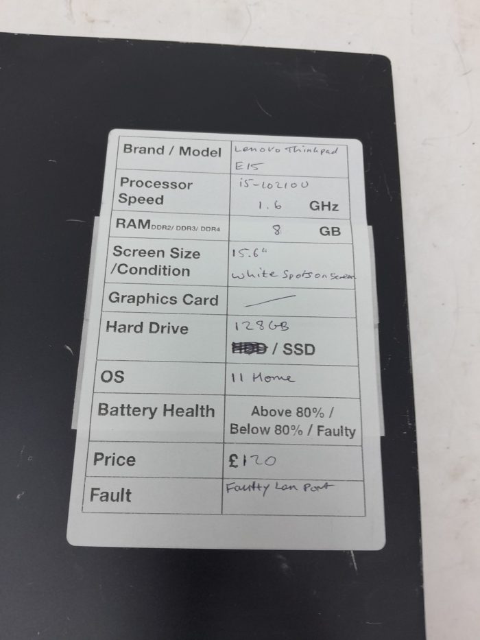 Lenovo Thinkpad E15 - Corei5-10210U @1.6GHZ - 8GB - Windows 11 - Image 6