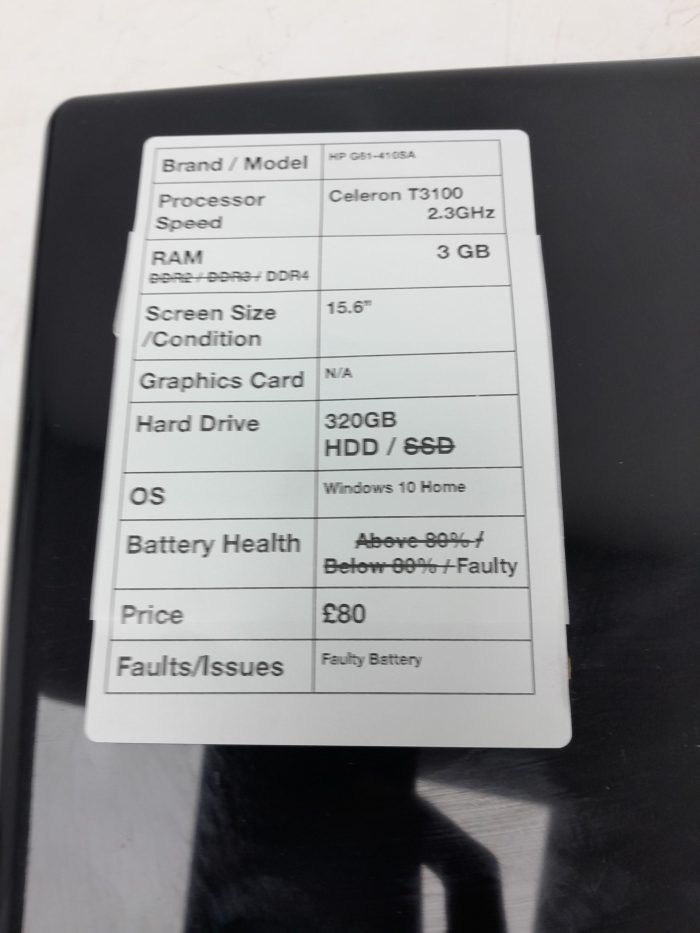 HP G61-410SA - Celeron T3100 @2.3GHZ - 3GB - Windows 10 Home - Image 6