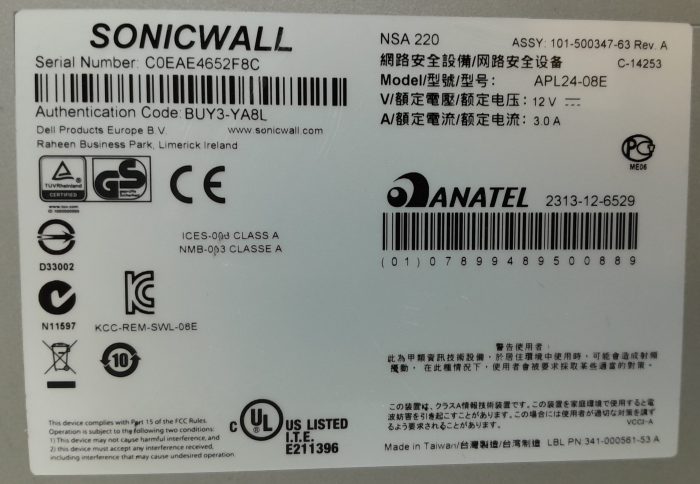 SonicWall NSA 220 APL24-08E Firewall Network Security Appliance - Image 3