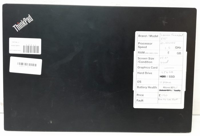 Lenovo ThinkPad E15 - i5-10210U 1.6GHz - 8GB Ram - 15.6" - 256GB SSD - Windows 11 Home - Image 4