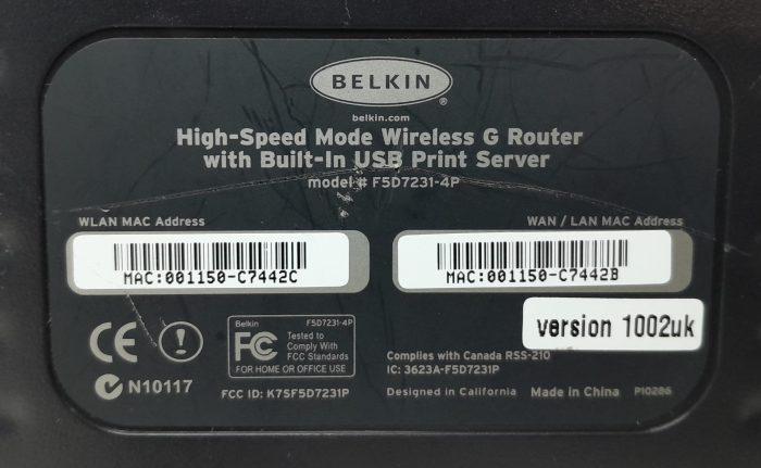Belkin F5D7231-4P High-Speed Mode Wireless G Router With Built-In USB Print Server - Image 3