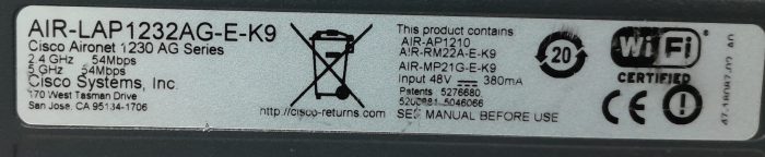 Cisco Systems AIR-LAP1232AG-E-K9 Aironet 1230 AG Series Wireless Access Point - Image 6