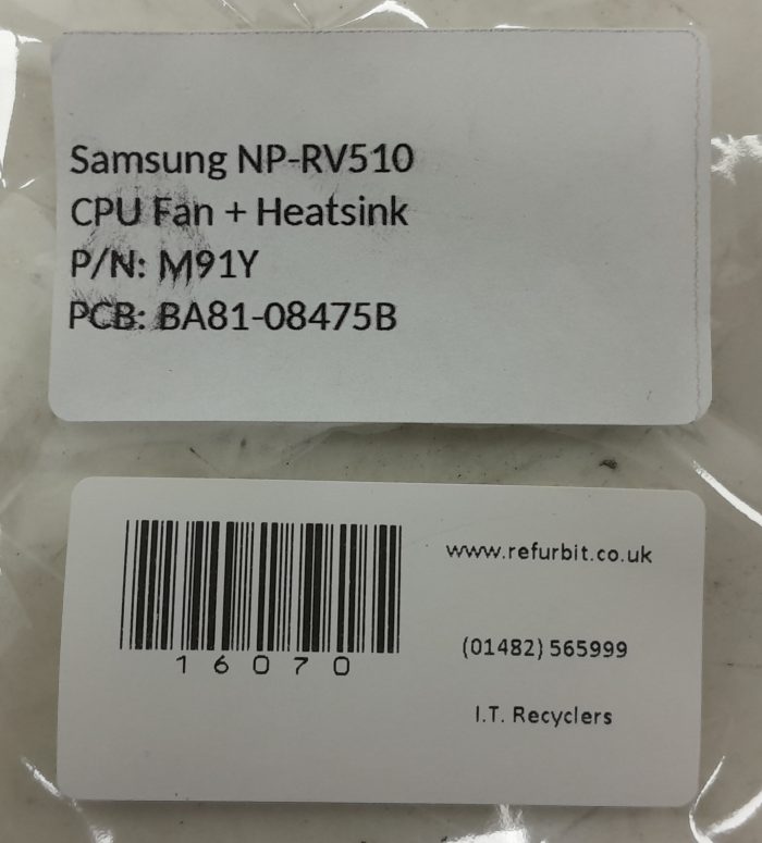 Samsung NP-RV510 CPU Fan + Heatsink P/N: M91Y PCB: BA81-08475B - Image 3