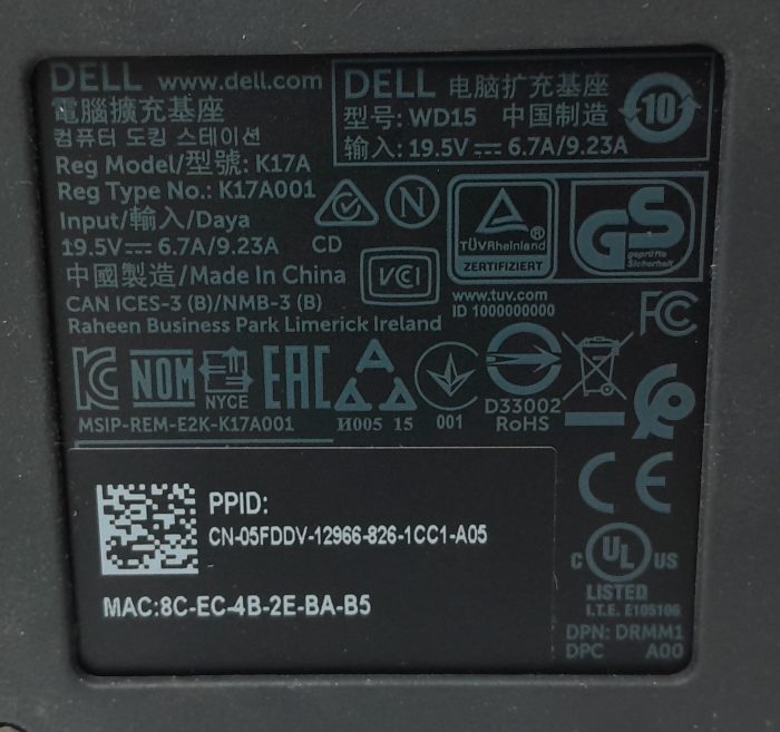 Dell WD15 K17A Docking Station - Image 3