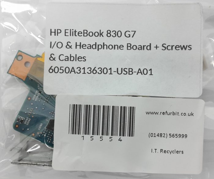 HP EliteBook 830 G7 I/O & Headphone Board + Screws & Cables 6050A3136301-USB-A01 - Image 2