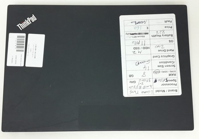 Lenovo ThinkPad T495 - AMD Ryzen 5 Pro 3500U 2.1GHz - 8GB Ram - 14" - 240 M2 SSD - Windows 11 Pro - Image 4