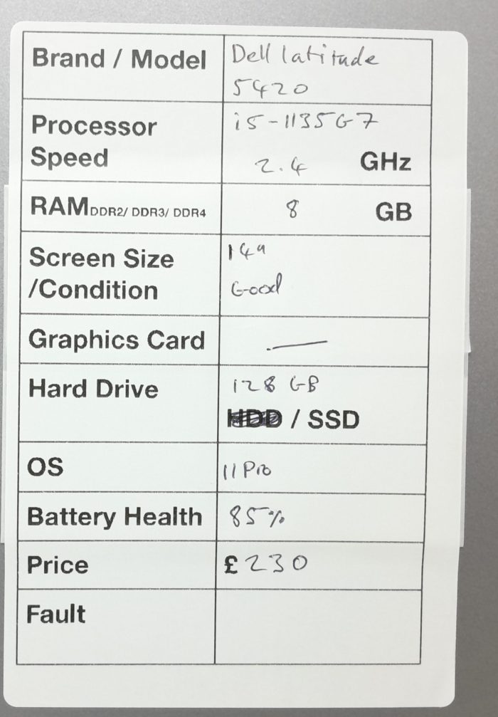 Dell Latitude 5420 - i5-1135G7 2.4GHz - 8GB Ram - 14" - 128GB SSD - Windows 11 Pro - Image 3