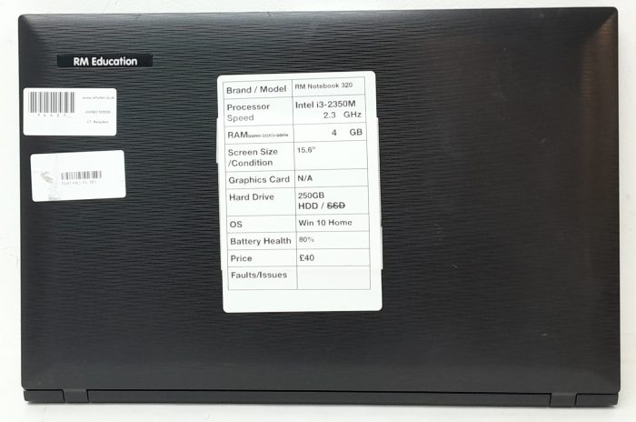 RM Education RM320 W255EU - Intel i3-2350M 2.3GHz - 4GB RAM - 15.6" - 250GB HDD - Windows 10 Home - Image 4