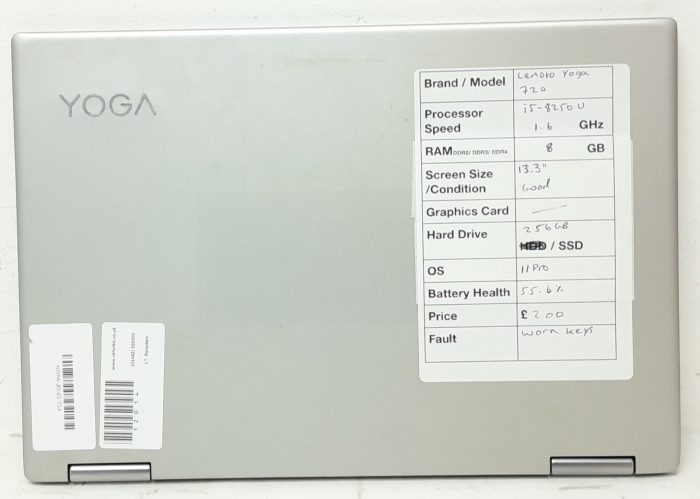 Lenovo Yoga 720-12IKB 81C3 - i5-8250U 1.6GHz - 8GB Ram - 13.3" - 256GB SSD - Windows 11 Pro - Image 4