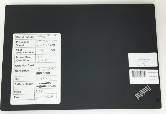 Lenovo ThinkPad T14 - AMD Ryzen 5 Pro 4650U 2.1GHz - 8GB Ram - 14" - 240 M2 SSD - Windows 11 Pro - Image 4